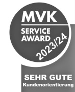 MVK Service Award 2023/24 - höchste Auszeichnung für Kundenorientierung mit der Note Sehr Gut