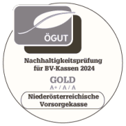 ÖGUT Siegel für die Nachhaltigkeitsprüfung für BV-Kassen 2024 in Gold für die NÖVK