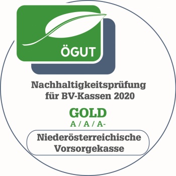 ÖGUT Siegel für die Nachhaltigkeitsprüfung für BV-Kassen 2020 in Gold für die NÖVK